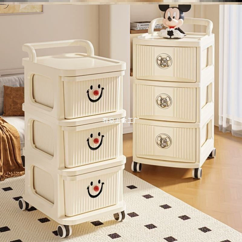 抽屉式收纳柜落地家用客厅零食架儿童玩具小推车卧室床头置物架子