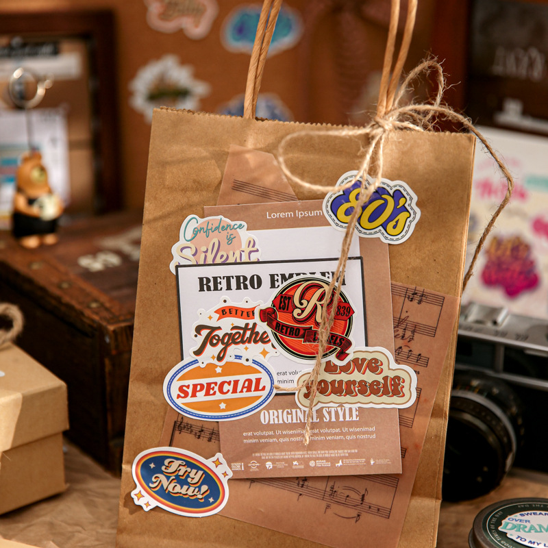 Paquete de pegatinas transfronterizas Mr. Paper 100 pegatinas especiales retro letras inglesas pegatinas de sello pegatinas decorativas