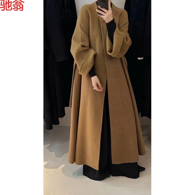 T8Y高级感双面羊绒大衣2024年秋冬中长款立领高个子大衣羊毛呢外