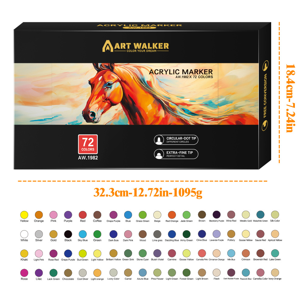 Amazon venta caliente pluma de acrílico de doble cabeza pluma especial de pintura de arte pluma de acrílico conjunto de pluma