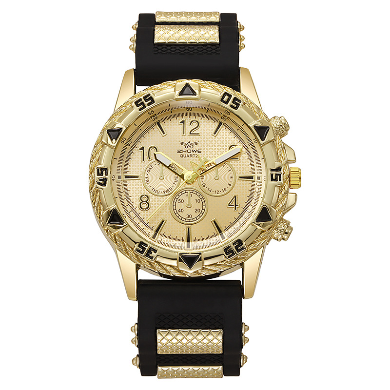 Nueva moda casual reloj de cuarzo de cristal de luz azul deportes dial grande falso reloj de hombre de temperamento de negocios de tres ojos