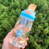 Street handheld cartoon sports bottle for elementary school students for traveling, summer children's plastic glass, internet celebrity, wholesale