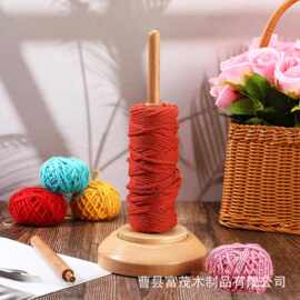 跨境木质毛线收纳架桌面编织工具线轴架可旋转针织绕线器纱线支架