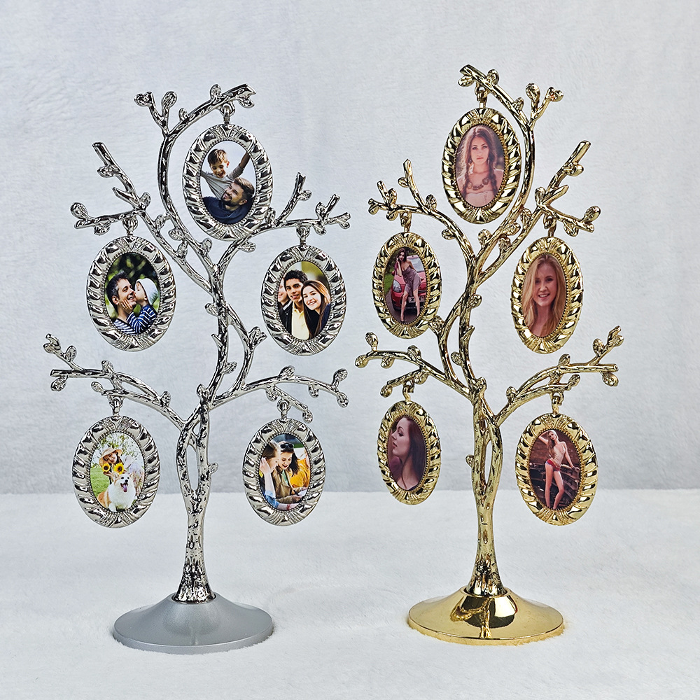 Impresión de transferencia térmica de alta calidad de metal árbol de familia marco de fotos DIY personalizado consumibles en blanco al por mayor