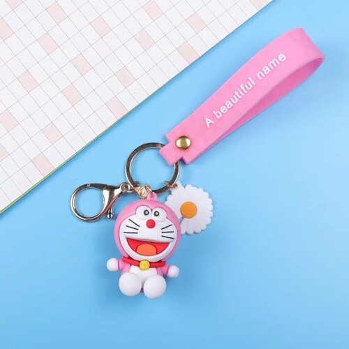 Cute blue fat internet celebrity pendant keychain PVC cartoon couple bag pendant Doraemon keychain doll