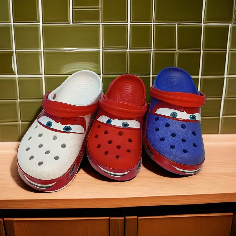 Mcqueen Cars 95 Car Croc Shoes Men's and Women's Shoes Summer Baotou Non-Slip Croc Shoes Sandals Casual