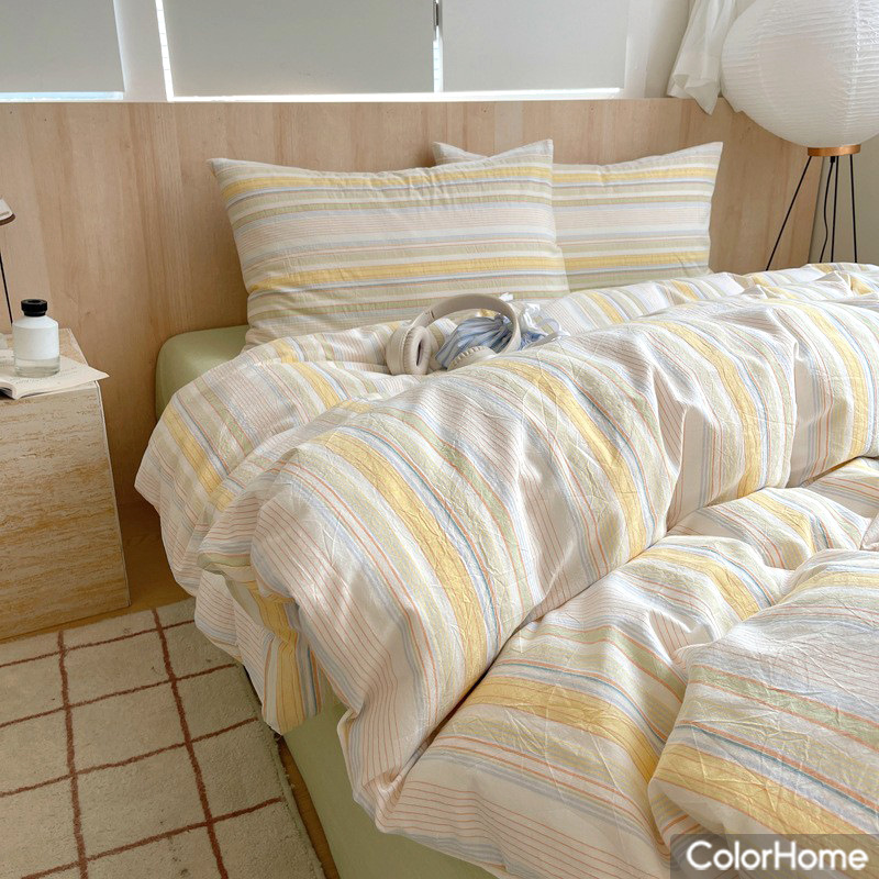 Muji-Style Bedding Set, All-Cotton Four-Piece Set, Pure Cotton, Light Luxury, High-End Feel, Fitted Sheet Style, Maternal and Infant Grade, Three-Piece Set, Dormitory Duvet Cover