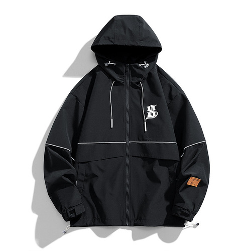 Jacket for Men - Spring and Autumn Season, Multiple Pockets, Loose Workwear Outerwear, Hooded, Hong Kong Style, Youth Trendy Top, Versatile Solid Color Clothing