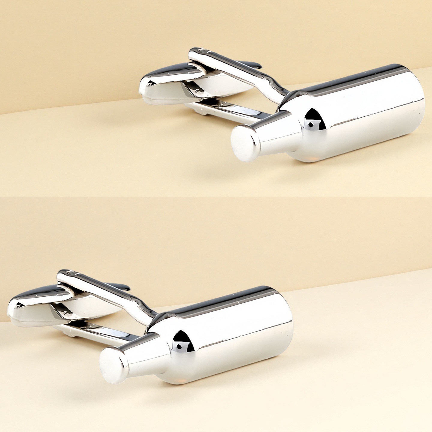 Plain Metal Series Classic Plain Silver Wine Bottle Fun Shape Men's and Women's French Cufflinks Cuff Studs