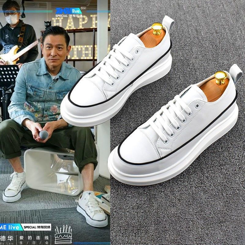 2026 Height-Increasing Summer Celebrity Style White Casual Shoes for Men, Andy Lau Thick-Soled Loafers, White Sneakers