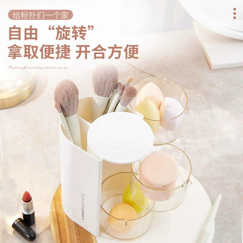 Table storage box, cosmetic brush, sponge, storage system