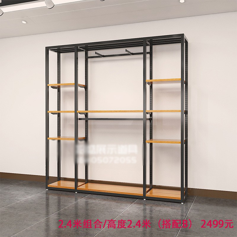 Tienda de ropa de alta gama soporte de exhibición estante de los hombres vitrina de piso negocio casual hombres tienda de ropa colgando estante