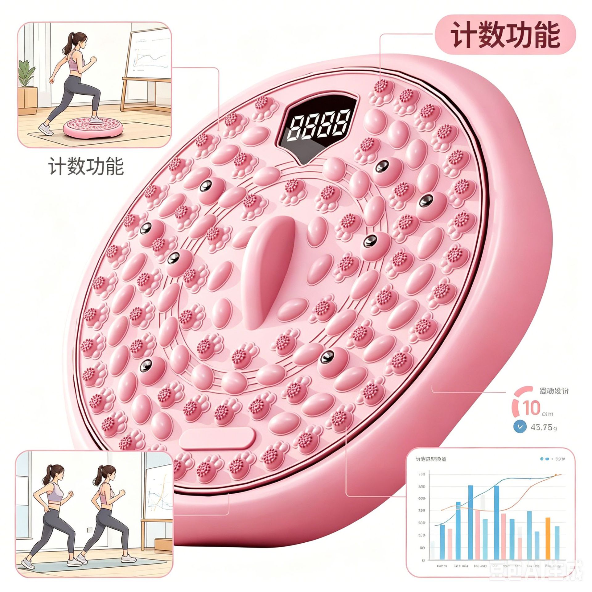 Cross-Border Smart Waist-Twisting Disc with Intelligent Counting, Waist-Twisting Machine, Acupressure Board, Foot Massage, Slimming Waist-Twisting Machine