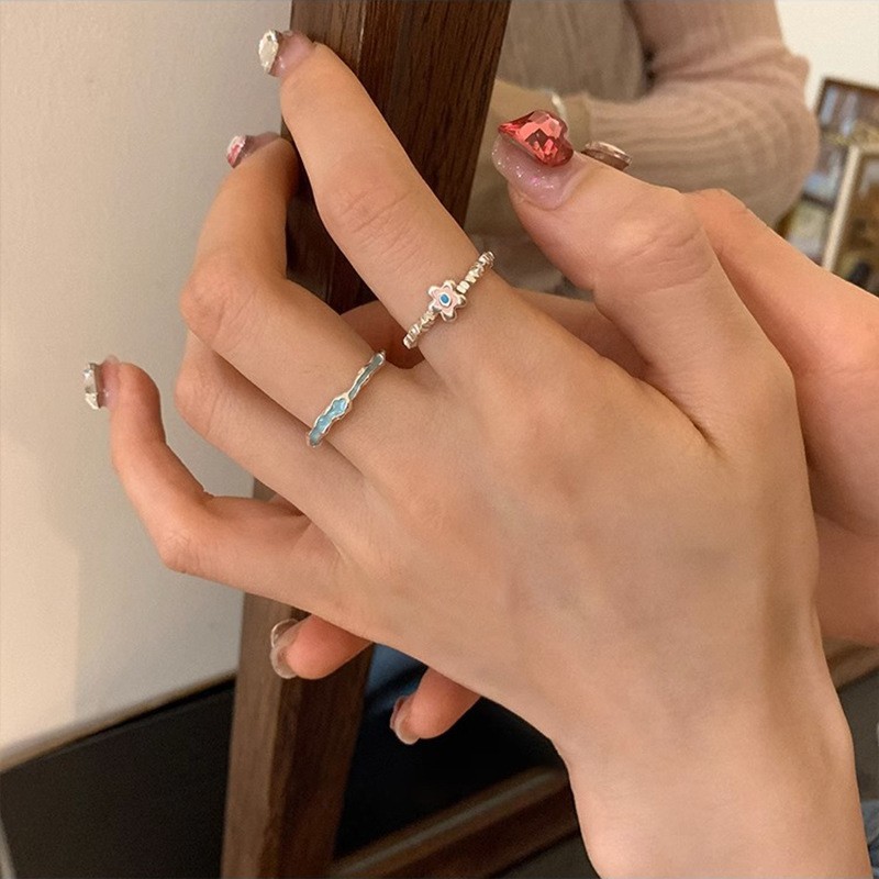 Minimalist Small Flower Fragment Silver For Women, Stackable INS Index Finger Ring, Non-Fading Open Design, Niche Design_voghion.com