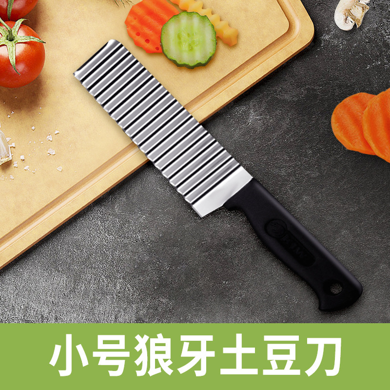 Patatas fritas, cuchillo de dientes de lobo, cuchillo de cocina, cortador de verduras, patatas al por mayor