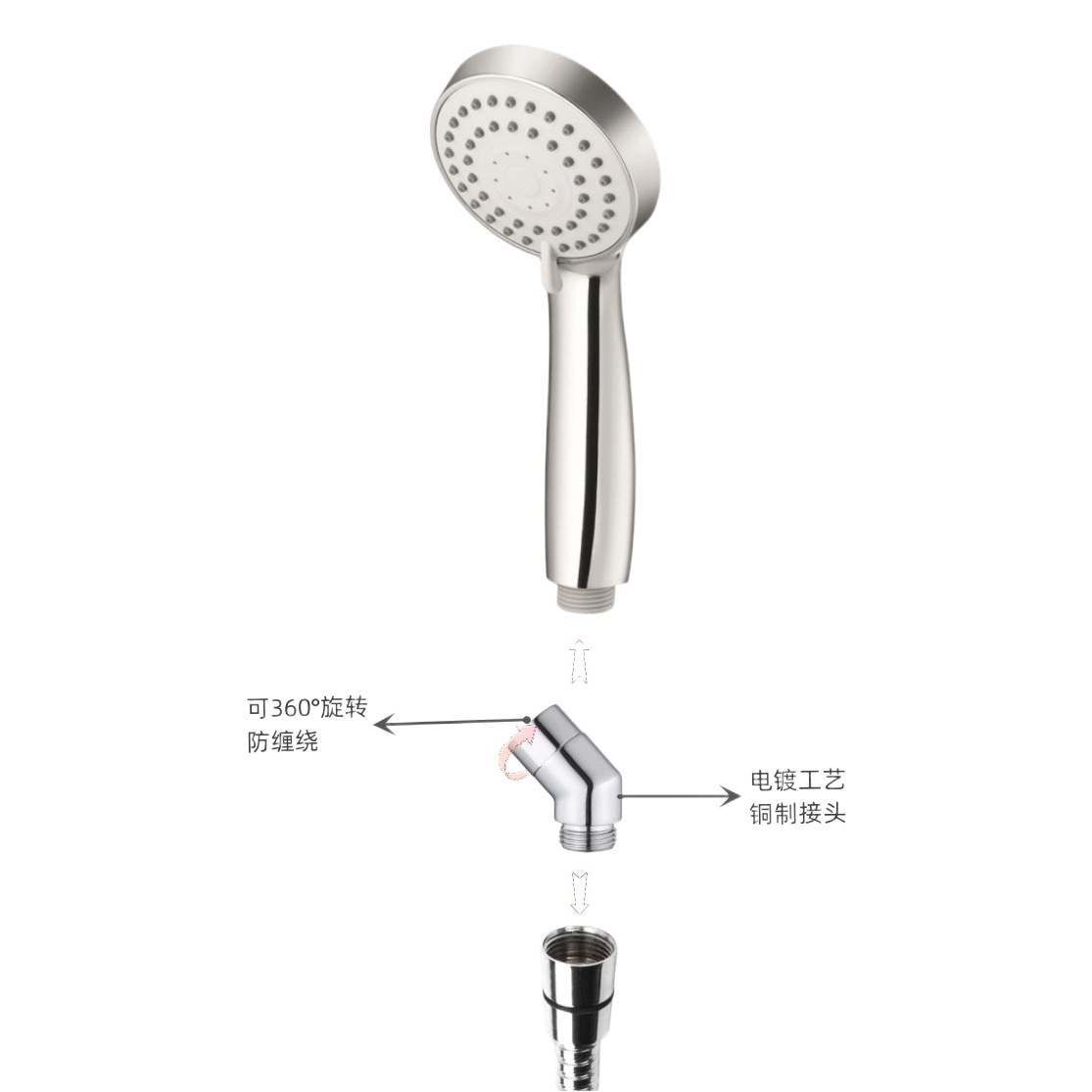 Rociador superior de ducha conector de conversión de la cabeza de ducha de 135 grados de ángulo de cobre de pared giratoria móvil cabeza de ducha 1/2 adaptador