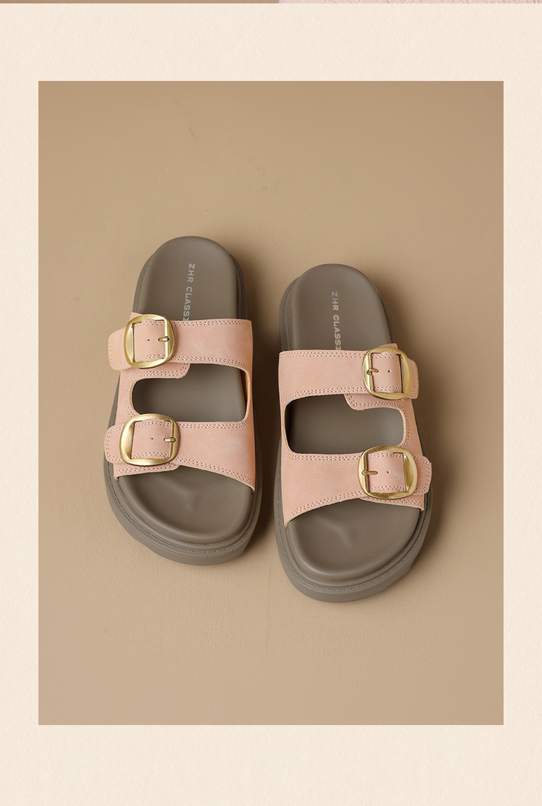 Dép sandal nữ xỏ ngón đế bệt kiểu Birkenstock — AY352 Xanh dương chi tiết 24