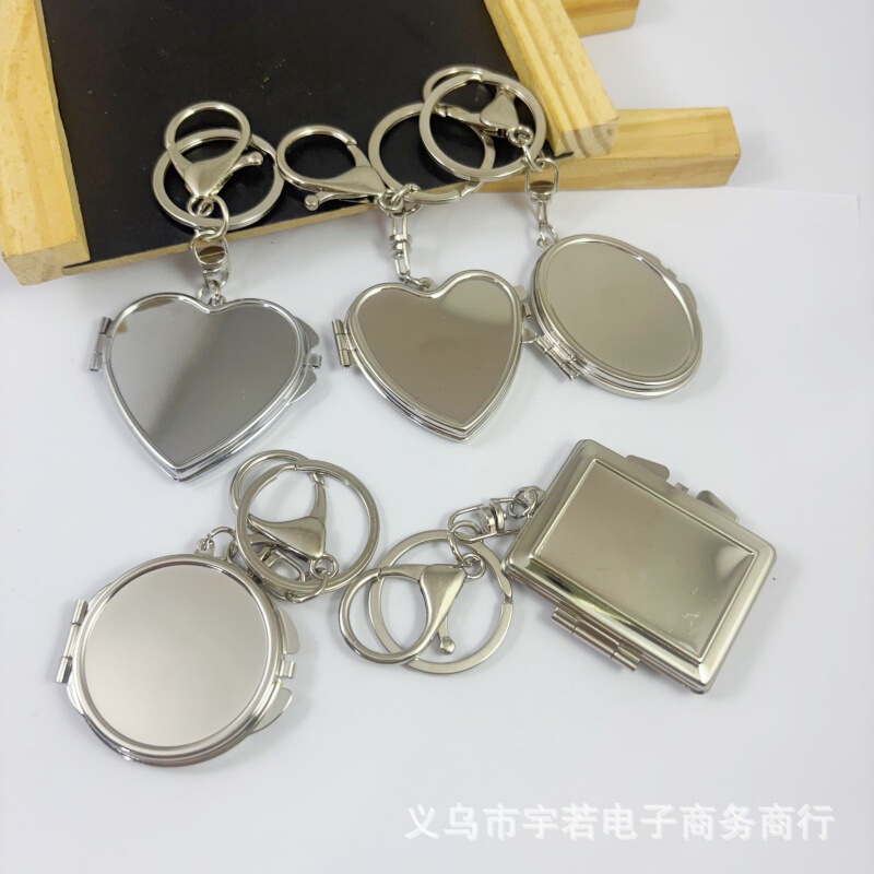 Creative Metal Double-Sided Mirror Keychain, Can Hold Photos, Mirror Keychain, DIY Photo Studio Gift Supplies