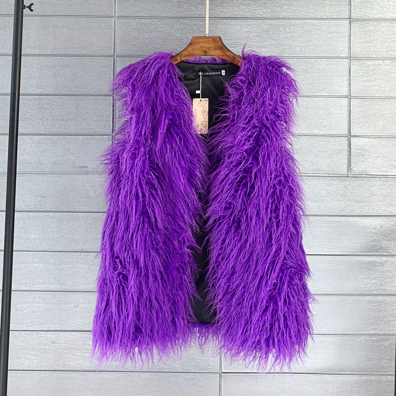 High grade 2021 winter medium and long imitation beach wool fur vest warm vest female Vest Jacket manufacturer direct sales
