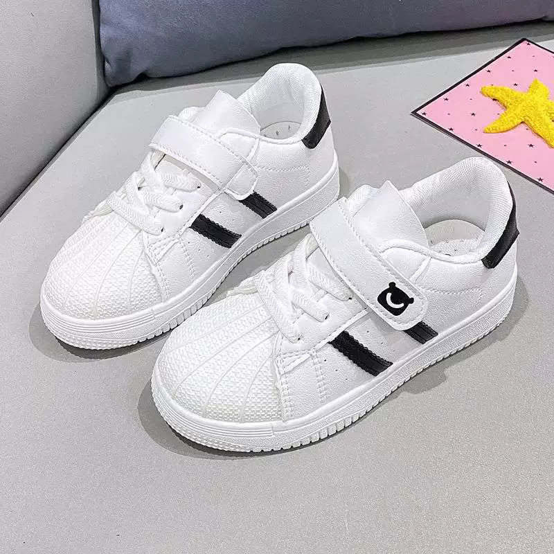 Детская обувь для девочек начальной школы, белые детские туфли, дышащие белые спортивные туфли на низкой подошве на липучке для мальчиков.