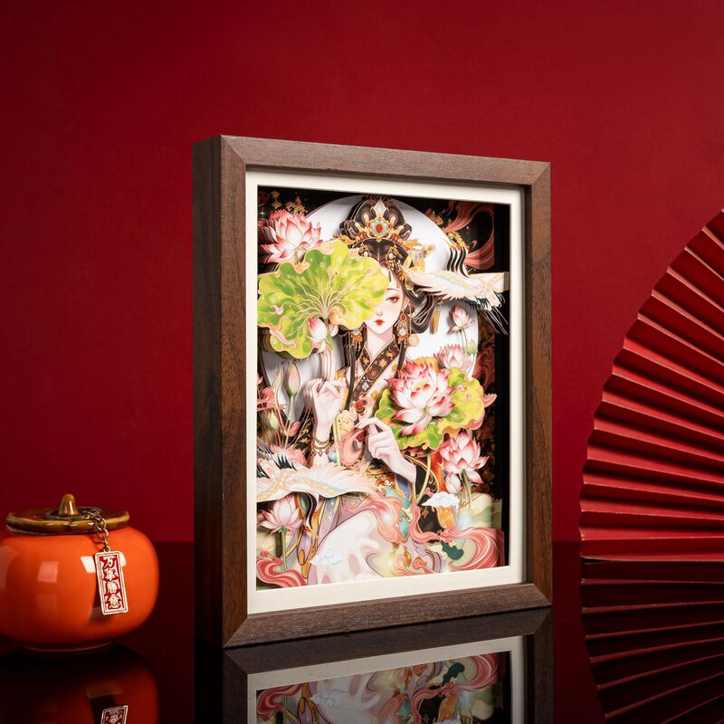 Elegant Lotus Charm｜Crane and Beauty 3D Photo Frame Tabletop Decoration Chinese Style Creative Souvenir