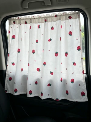 Curtain with Suction Cups for Interior | Car curtains - strawberry-car-window-curtain