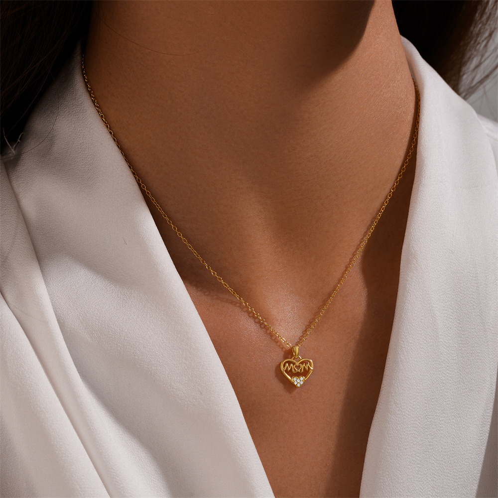 Pendant Necklace Classification 925 Sterling Silver Zircon Plating Letter Heart Shape Pendant Necklace