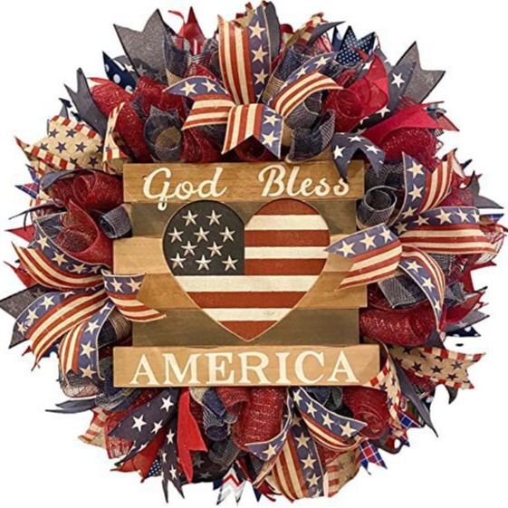 Zonghong Cross-Border American Independence Day Wreath Decorations, Home Holiday Decoration Props, Easter Front Door Hangings