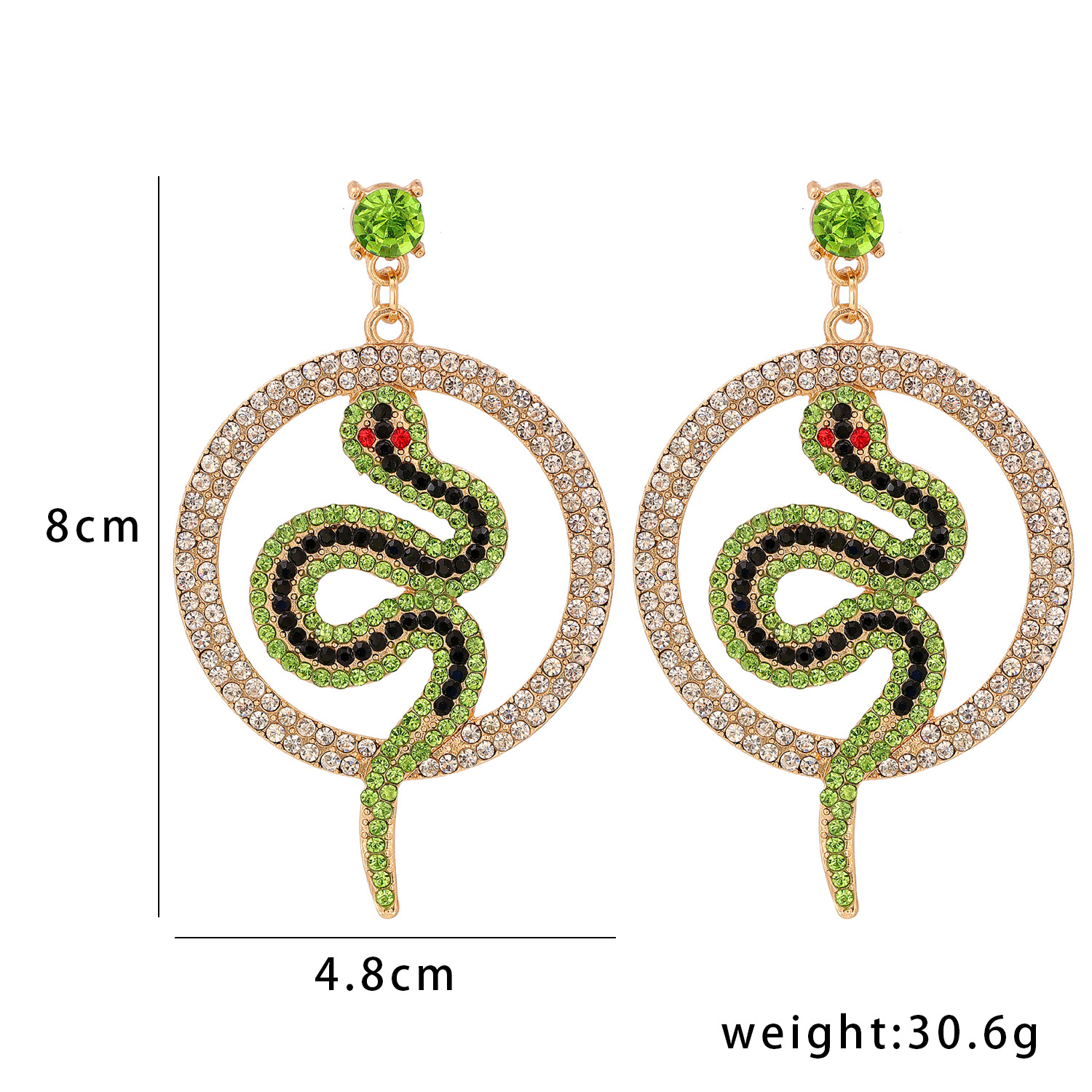 Fashion Round Snake-shaped Diamond Earrings display picture 13
