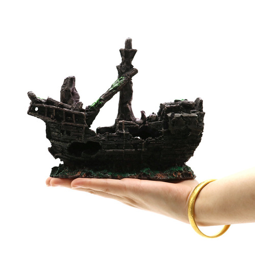 Pirate Ship Aquarium Landscape Glass Fish Tank Ornament Hideout Giggle House Resin Boat Little Boat Landscape Boat