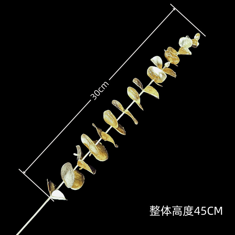 Flor artificial de oro solo tenedor fruta roja eucalipto ginkgo hoja gran amor Hortensia de madera Año Nuevo bendición cubo arreglo floral adornos