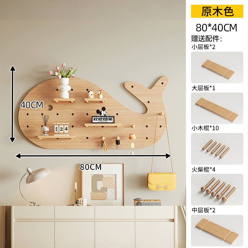 tronco viento madera sólida agujero tablero de agujero forma de ballena colgar percha de ropa radiador en la pared superior de la pared de almacenamiento de estantes image 25