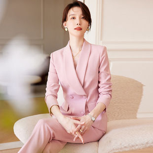 Классический костюм, комплект, элитная модная униформа врача, розовая дизайнерская куртка, искусственный комбинезон, городской стиль, тренд сезона