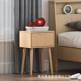 Cross-Border Simple Bedside Table with Drawers Solid Wood Mini Small Apartment Economical Bedside Solid Wood Storage Cabinet