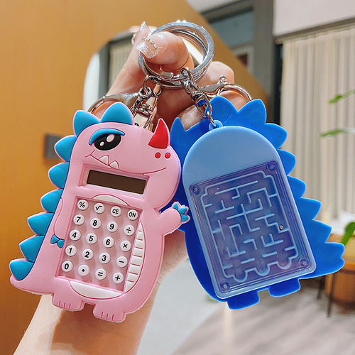 Creative Cartoon Maze Dinosaur Calculator Keychain Mini Game Console Student School Bag Pendant Small Gift Wholesale