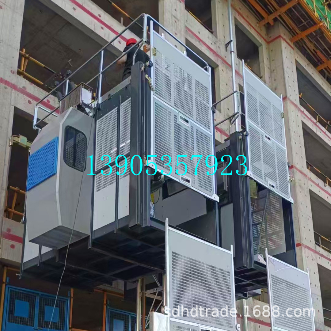 鸿达重工SC200/200双笼变频人货电梯SC100单笼2吨施工升降机吊笼