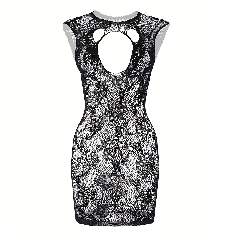 Lencería Sexy Yue Die, Uniforme de Coqueteo Bordado de Manga Larga, de Una Pieza con Escote Abierto y Diseño Hueco, Tentación para Jóvenes Esposas, Amor 8516