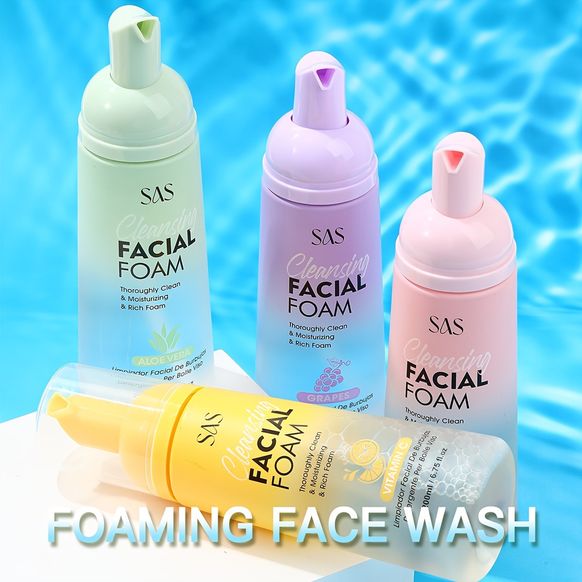 USHAS European and American Cross-border spot mousse limpiador facial aminoácido limpiador desmaquillante SAH027-30 de limpieza profunda