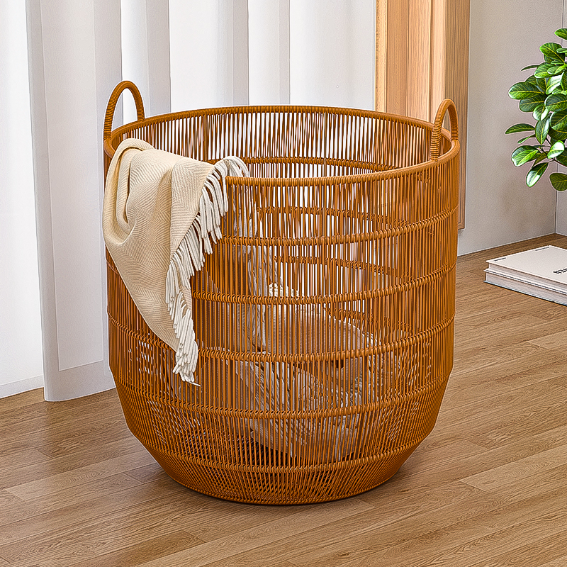 Magic Household Imitation Bathroom Laundry Basket for Storing Dirty Clothes, Laundry Basket, Laundry Hamper, Woven Rattan