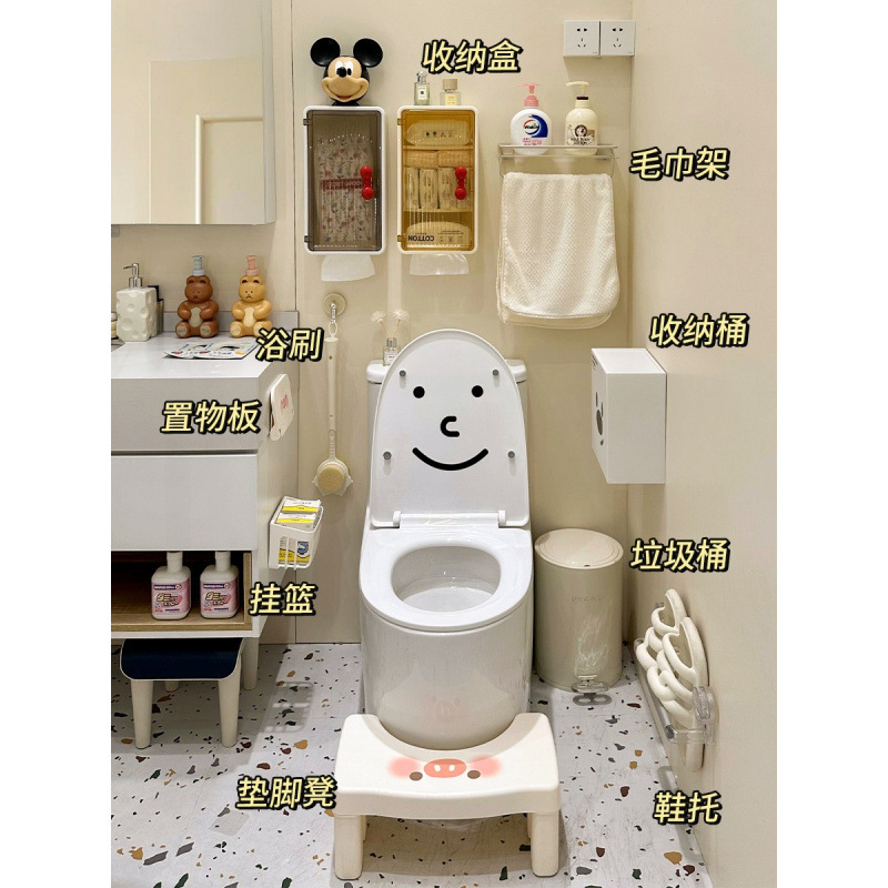 Baño pequeño armario sin perforación inodoro superior estante de almacenamiento Baño todo tipo de caja de almacenamiento de toallas colgadas en la pared