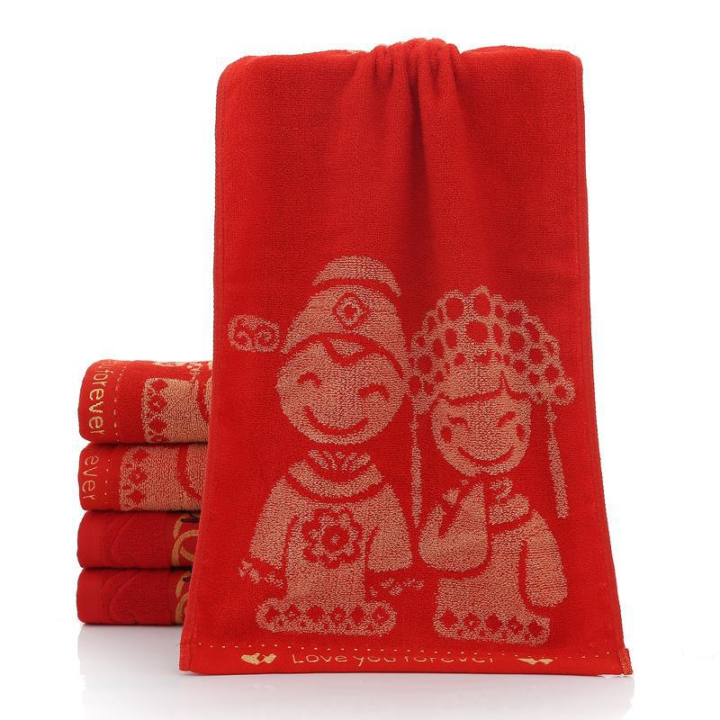 순면 웨딩 리턴 기프트 타월 레드 웨딩 타월 웨딩 레드 기프트 타월 도매 탈색 없음 공장 도매