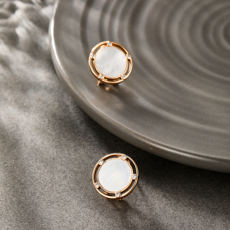 Xuping joyería geométrica redondeada con briquillo micro-crustina pendientes de piedra de alto nivel nicho pendientes retro pendientes al por mayor para mujeres