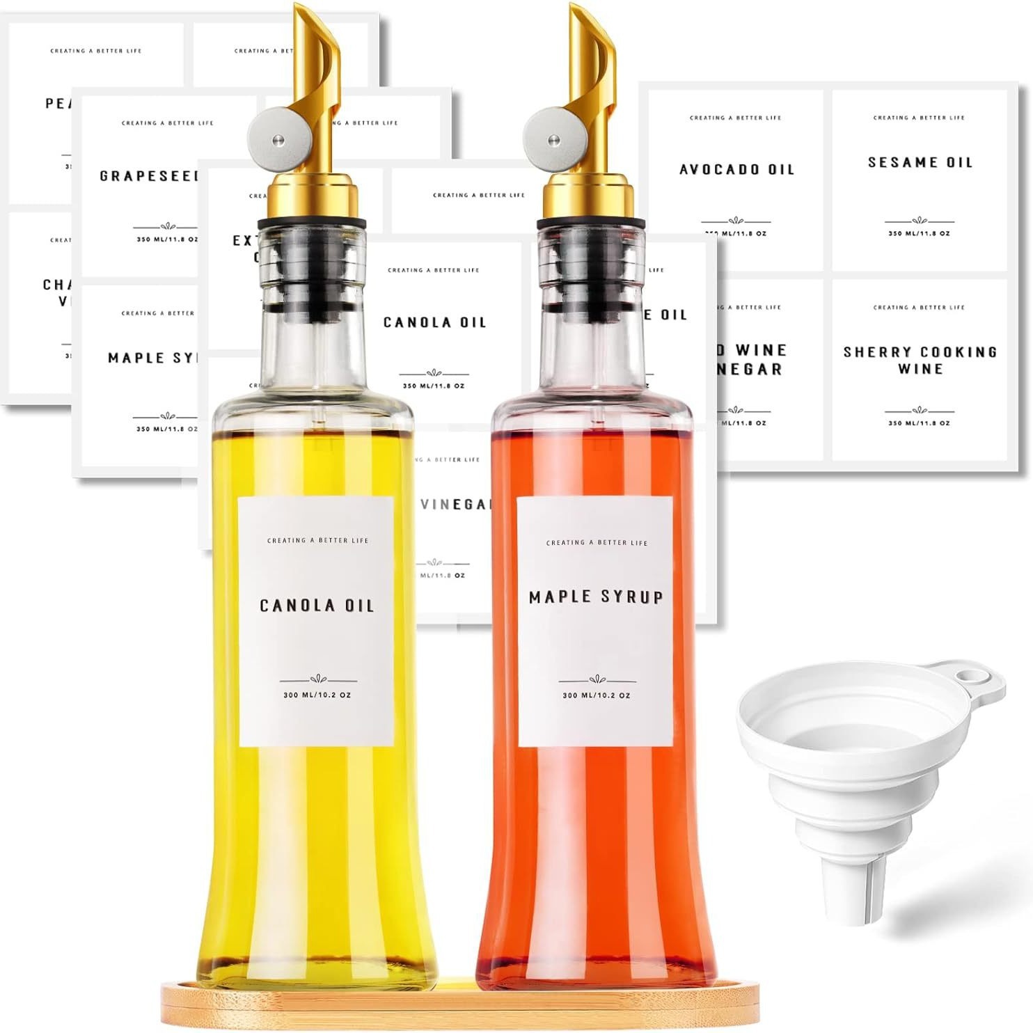 圆油壶玻璃油瓶自动开合不挂油防漏油壶家用厨房大容量酱油瓶醋壶