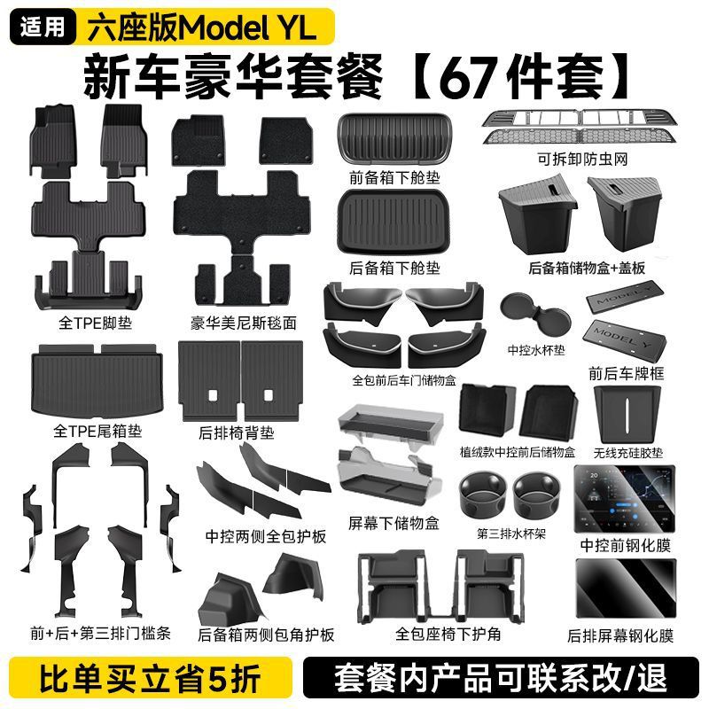 Suitable for Tesla Model 3Y New Version Car Floor Mats, Full Set of Protective Modification Storage Surrounds, Yl Accessories