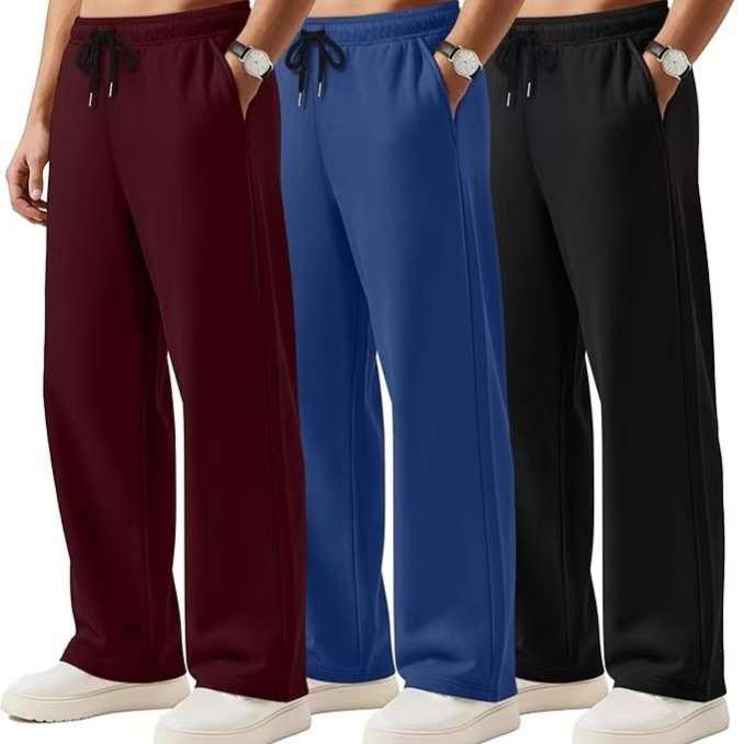 2026 primavera y otoño nueva pareja pantalones casuales de piernas anchas marca de moda americana recta suave piel cálida viaje