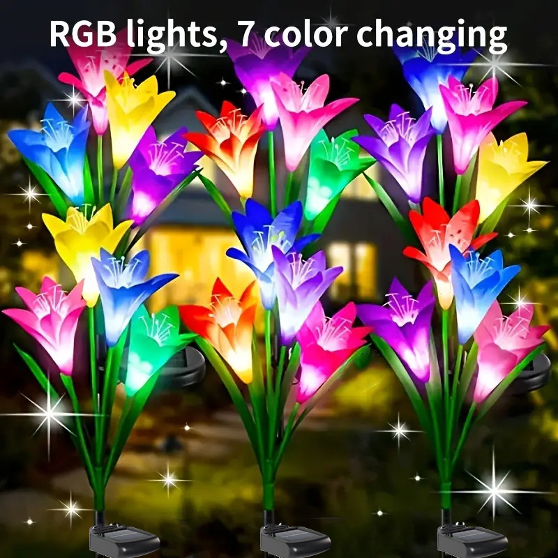 Solar simulación flor lámpara LED lirio flor lámpara de tierra girasol césped lámpara Rosa jardín Lámpara decorativa