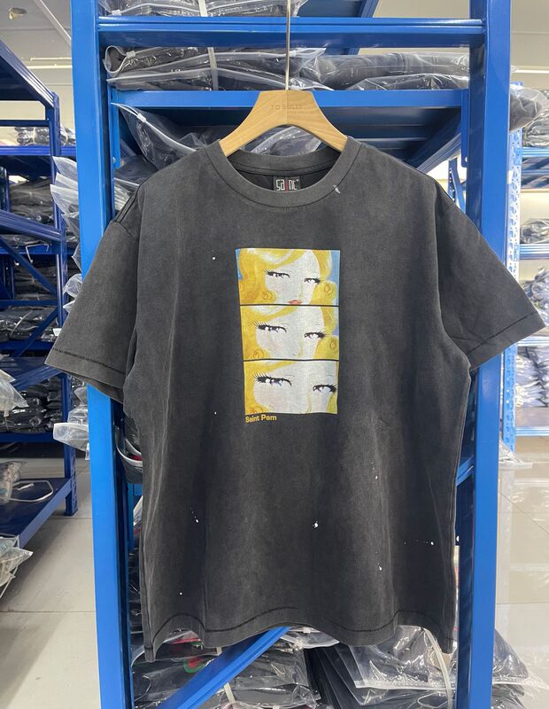 高品質 SAINT MICHAEL ICON ウォッシュ加工 オールド半袖 アメカジ レトロ プリント カップル Tシャツ 男女兼用|undefined