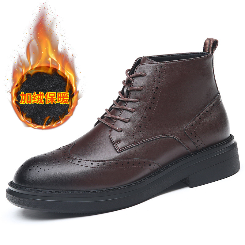 2024 invierno nuevo fondo grueso de lana 6 agujeros estilo británico tendencia Martin botas calentadas botas cortas botas de cuero para hombres