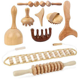 Wooden Massage Roller刮痧木疗按摩杯蘑菇头部刮痧点穴按摩套装