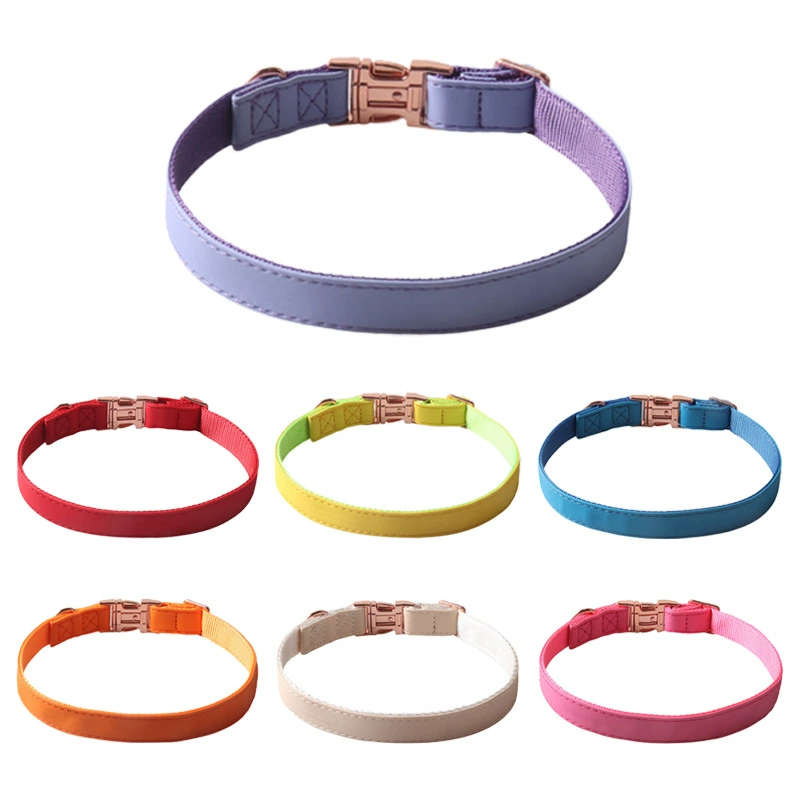 Aminger Новые товары для домашних животных Macaron PU лента ошейник розовое золото ошейник из мягкой кожи